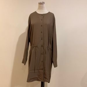 Uniqlo Brown Button-Up Long Sleeve Dress